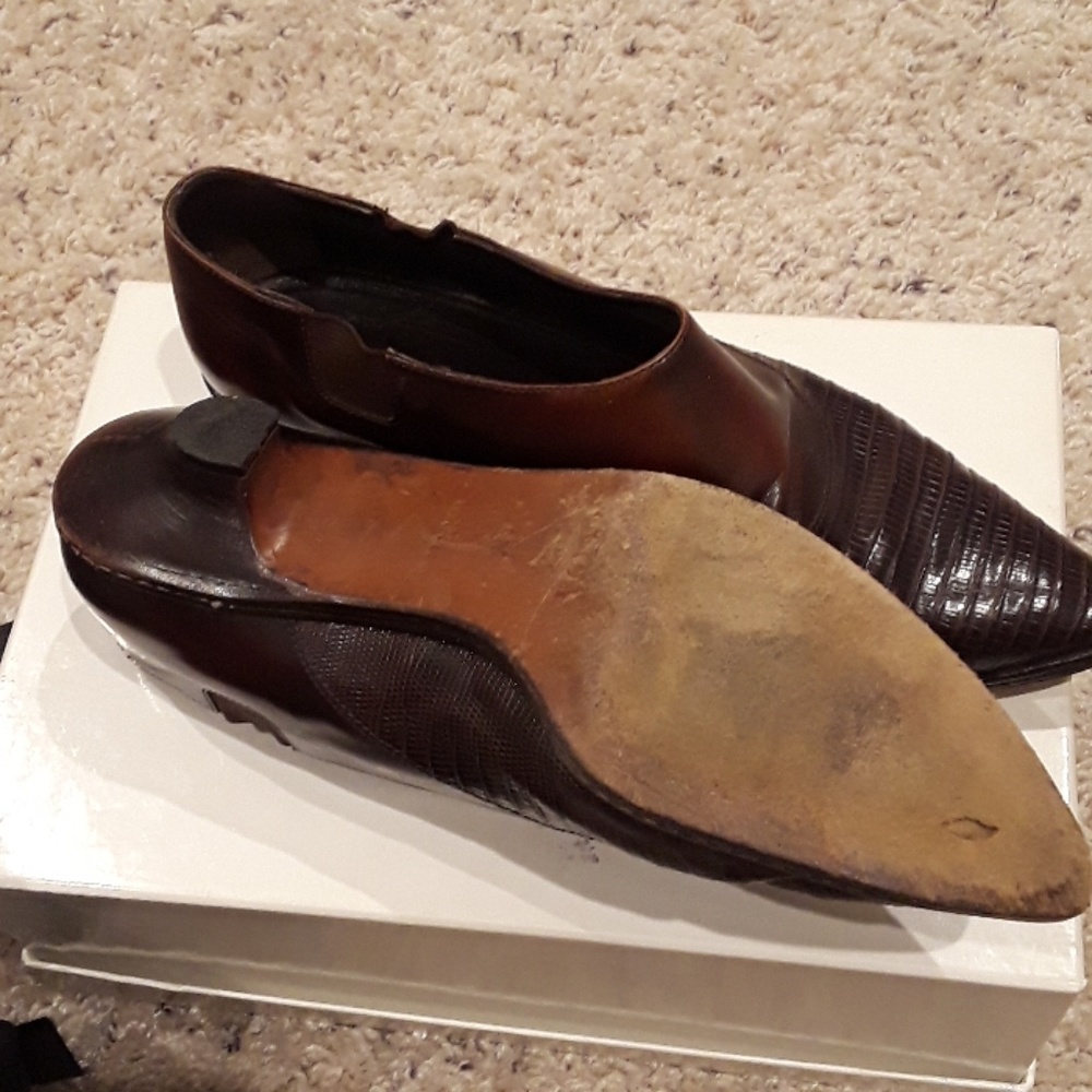 Prada lizard low heel booties